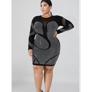 Sexy Black rhinestone dress 1x